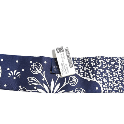 Hermes Silk Les Leopards Twilly Marine White 2 of 4
