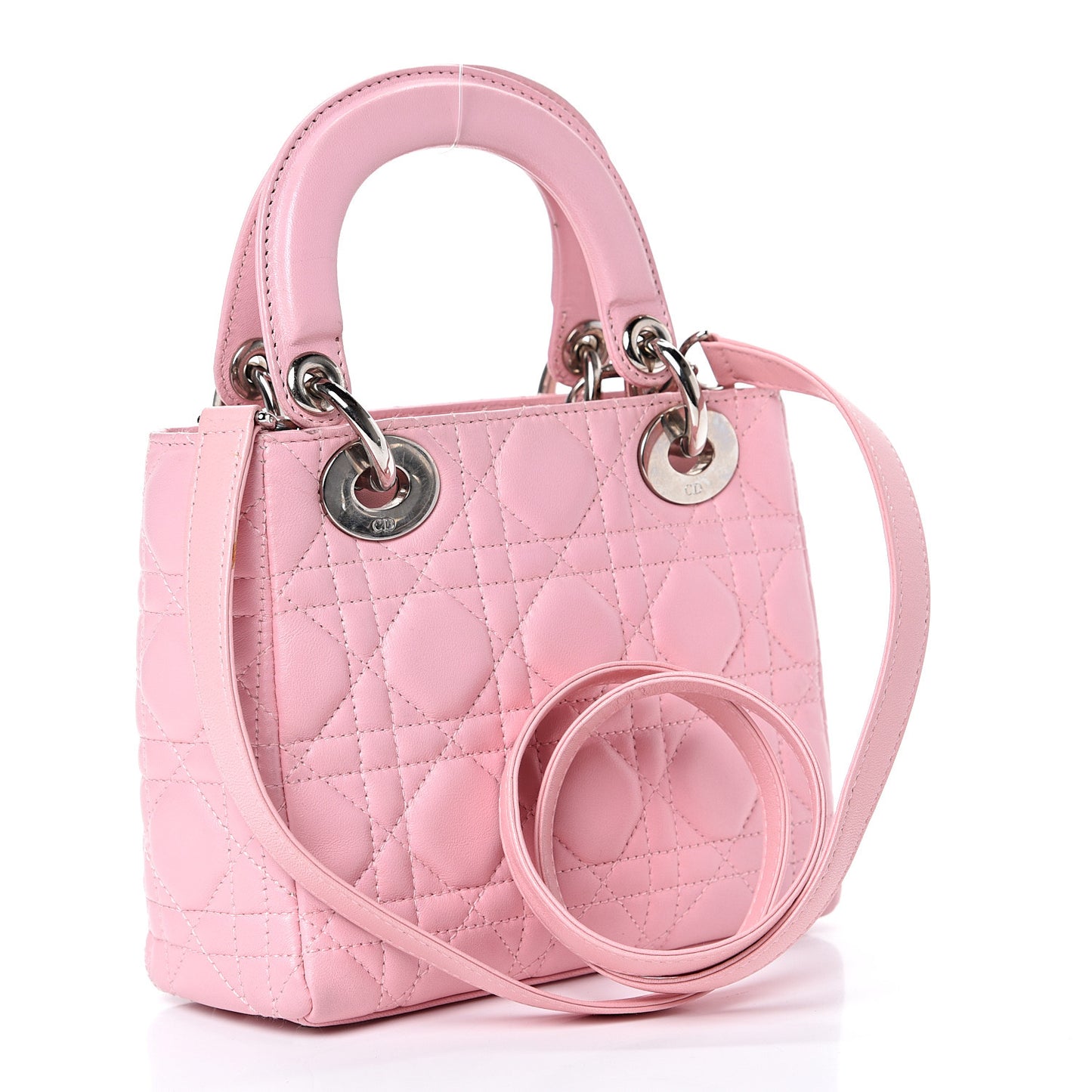 Lambskin Cannage Mini Lady Dior Rose Clair
