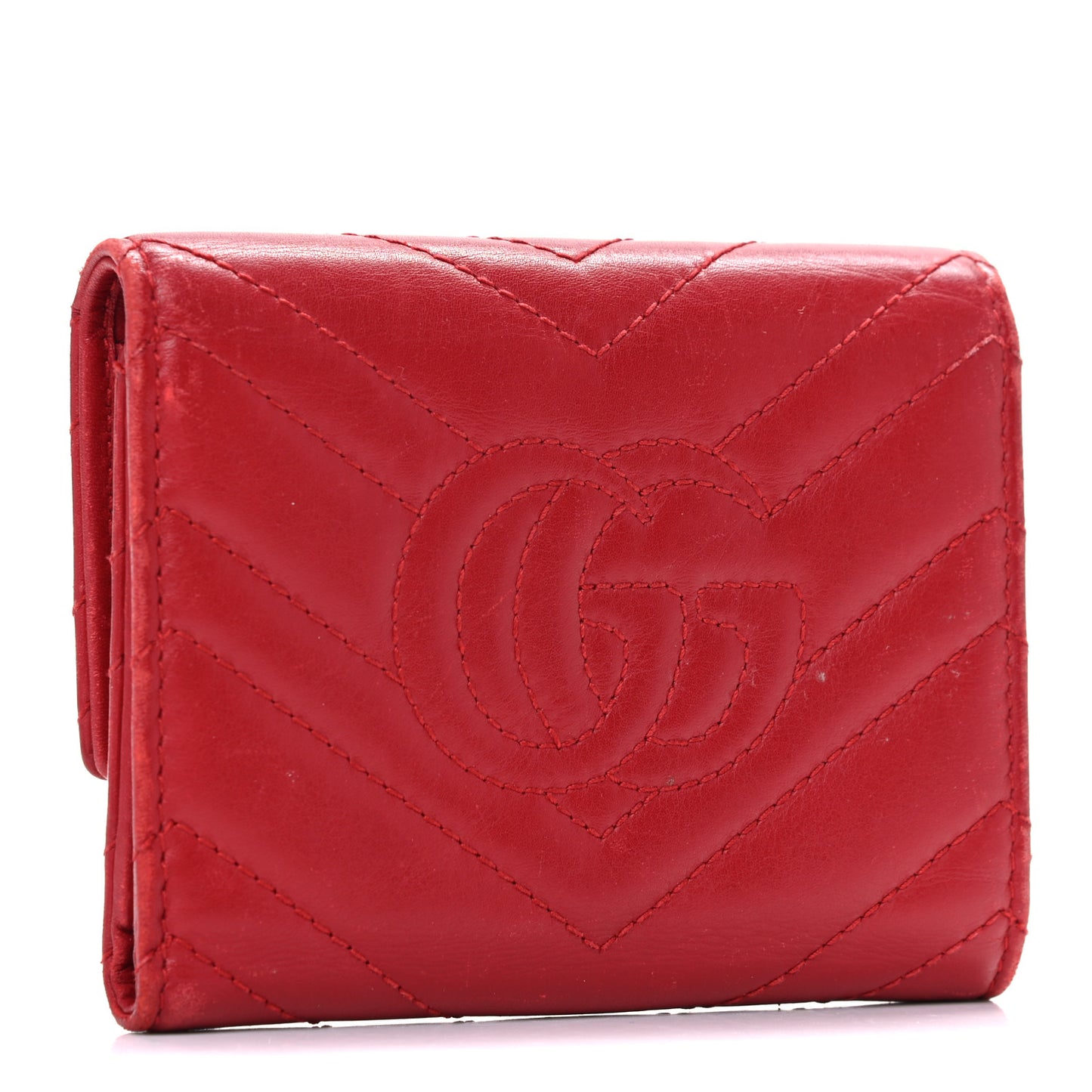 Calfskin Matelasse GG Marmont Wallet Hibiscus Red
