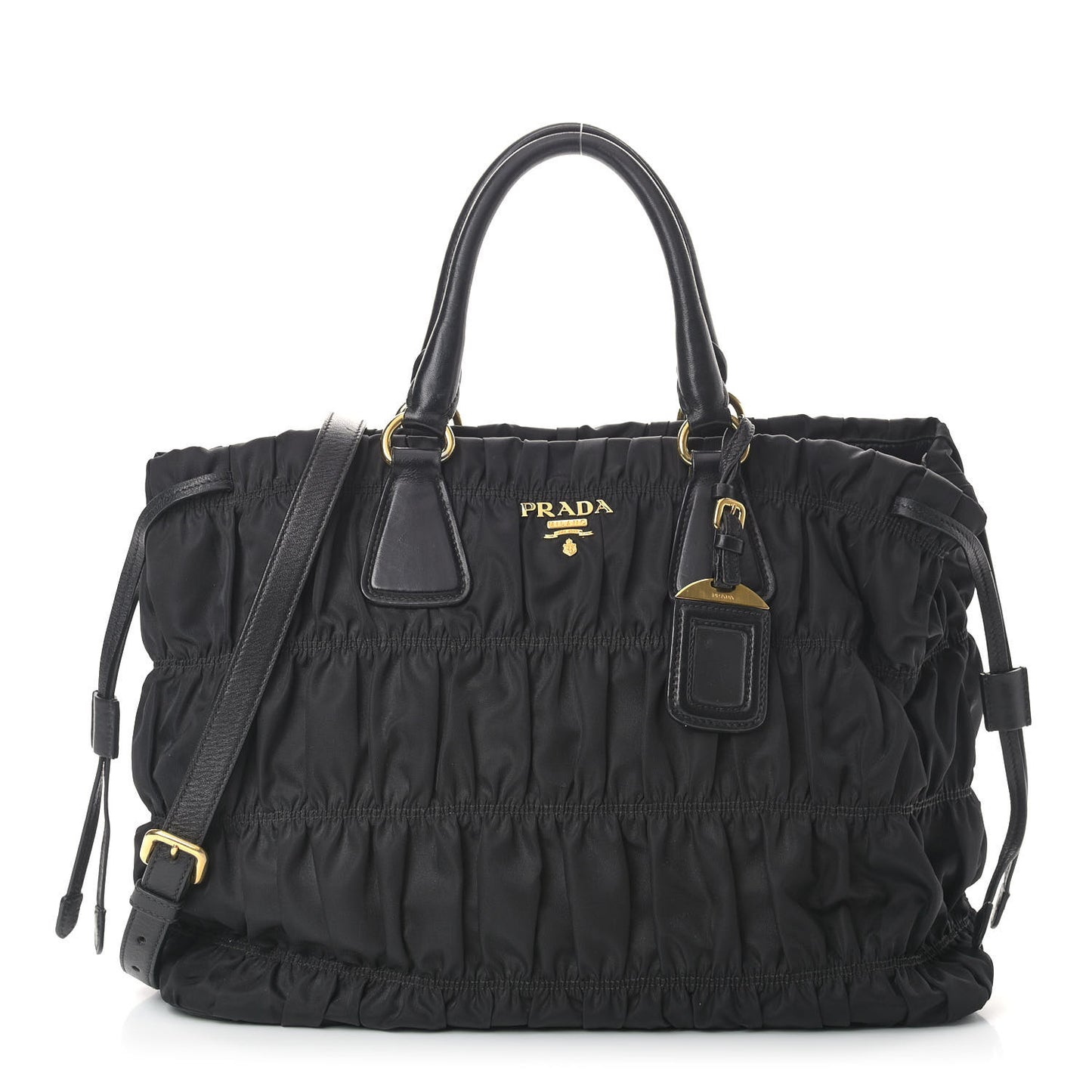 Tessuto Nylon Gaufre Drawstring Tote Black