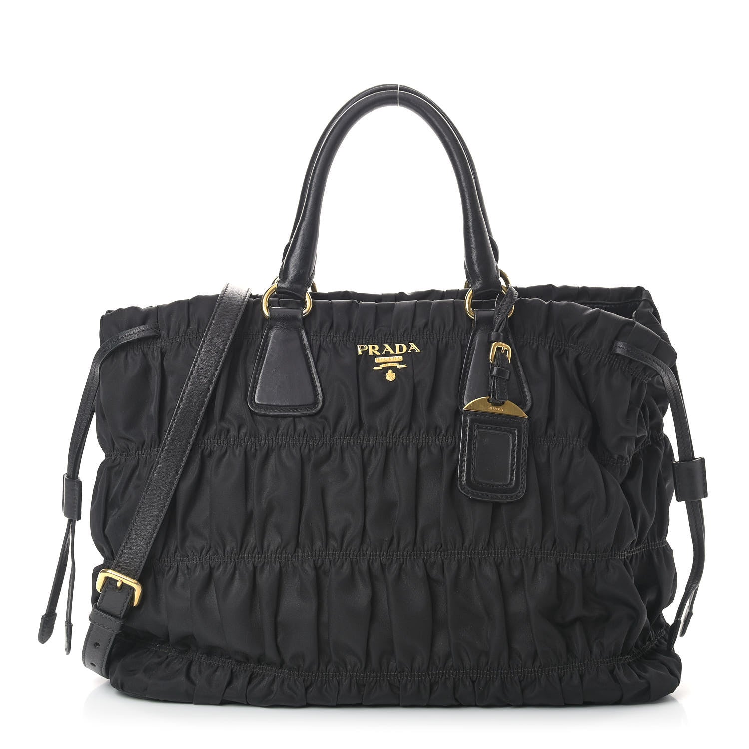 Prada Tessuto Nylon Gaufre Drawstring Tote Black 1 of 11