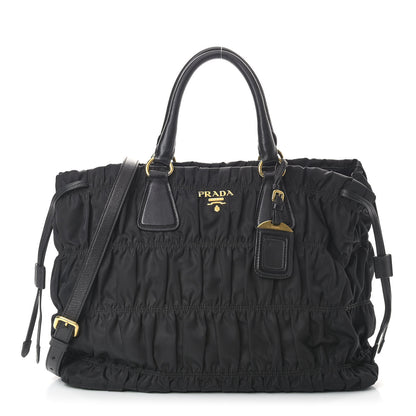 Prada Tessuto Nylon Gaufre Drawstring Tote Black 1 of 11