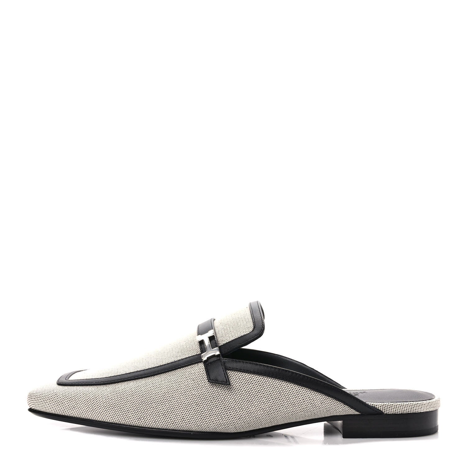 Hermes Canvas Calfskin Womens Groupie Mules 40 Prunoir Black 1 of 7