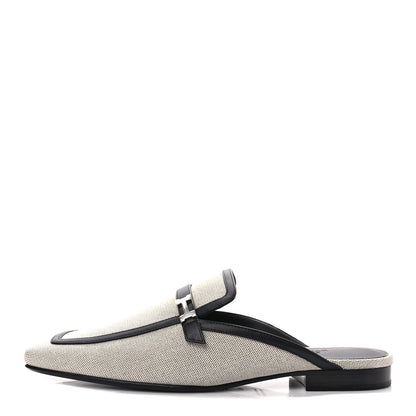 Hermes Canvas Calfskin Womens Groupie Mules 40 Prunoir Black 1 of 7