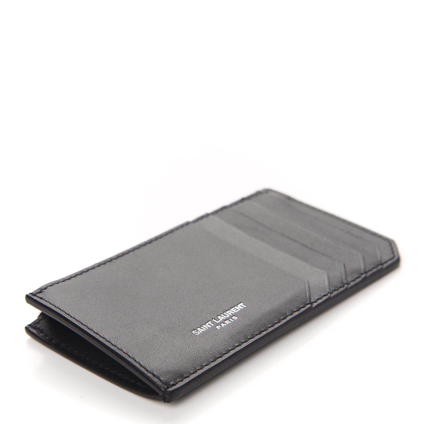 Calfskin 5 Fragments Zip Pouch Card Holder Black
