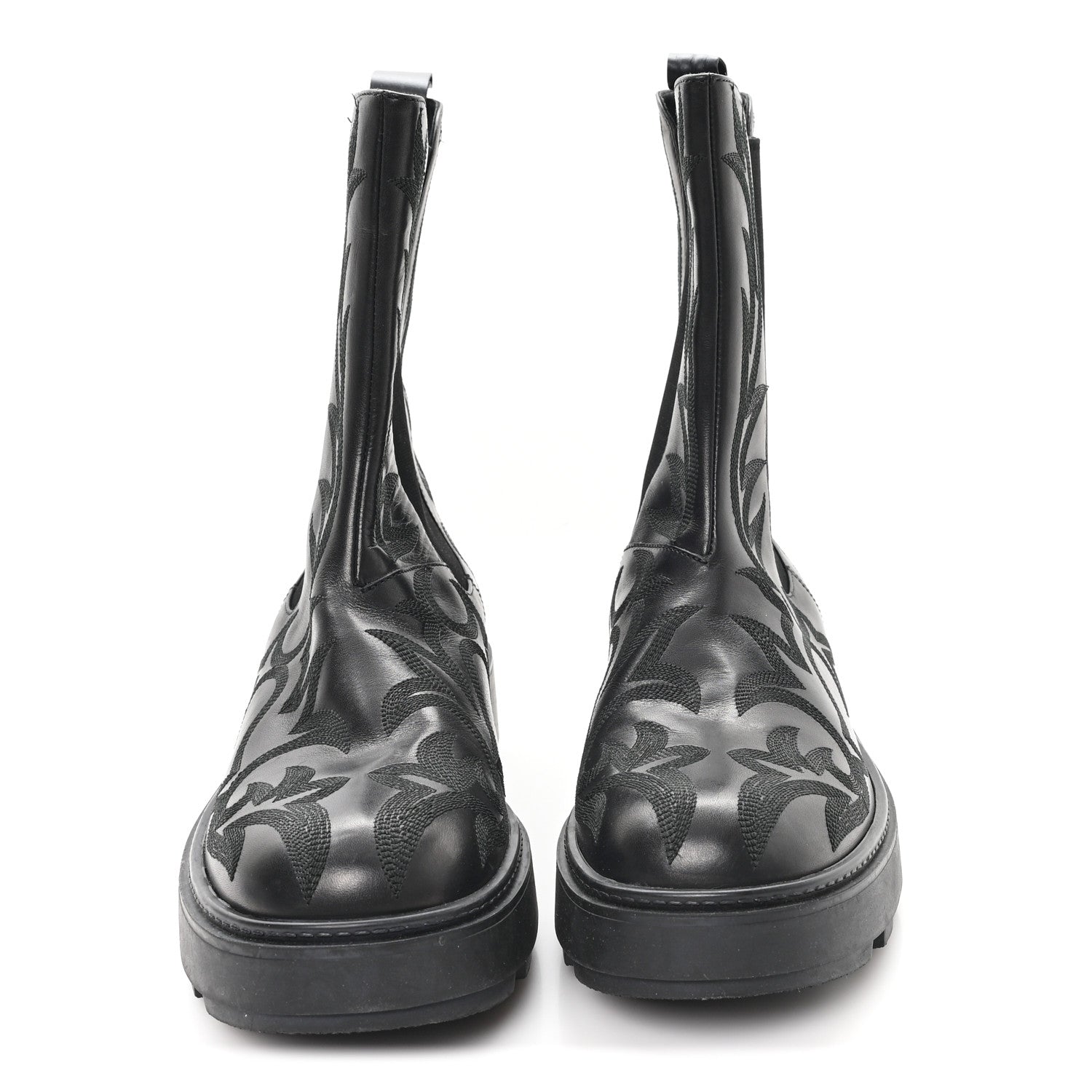 Miu Miu Calfskin Flame Chelsea Boots 41  Black 3 of 9