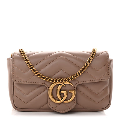 Gucci Calfskin Matelasse Super Mini GG Marmont Shoulder Bag Porcelain Rose 1 of 10