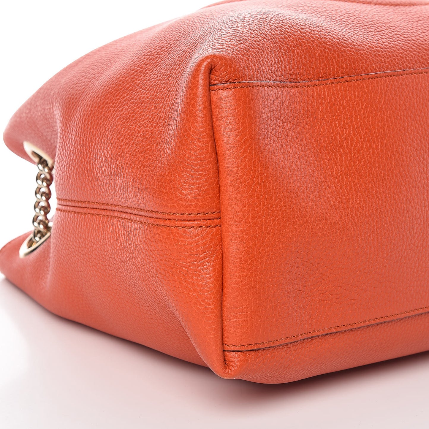 Pebbled Calfskin Medium Soho Chain Shoulder Bag Sun Orange
