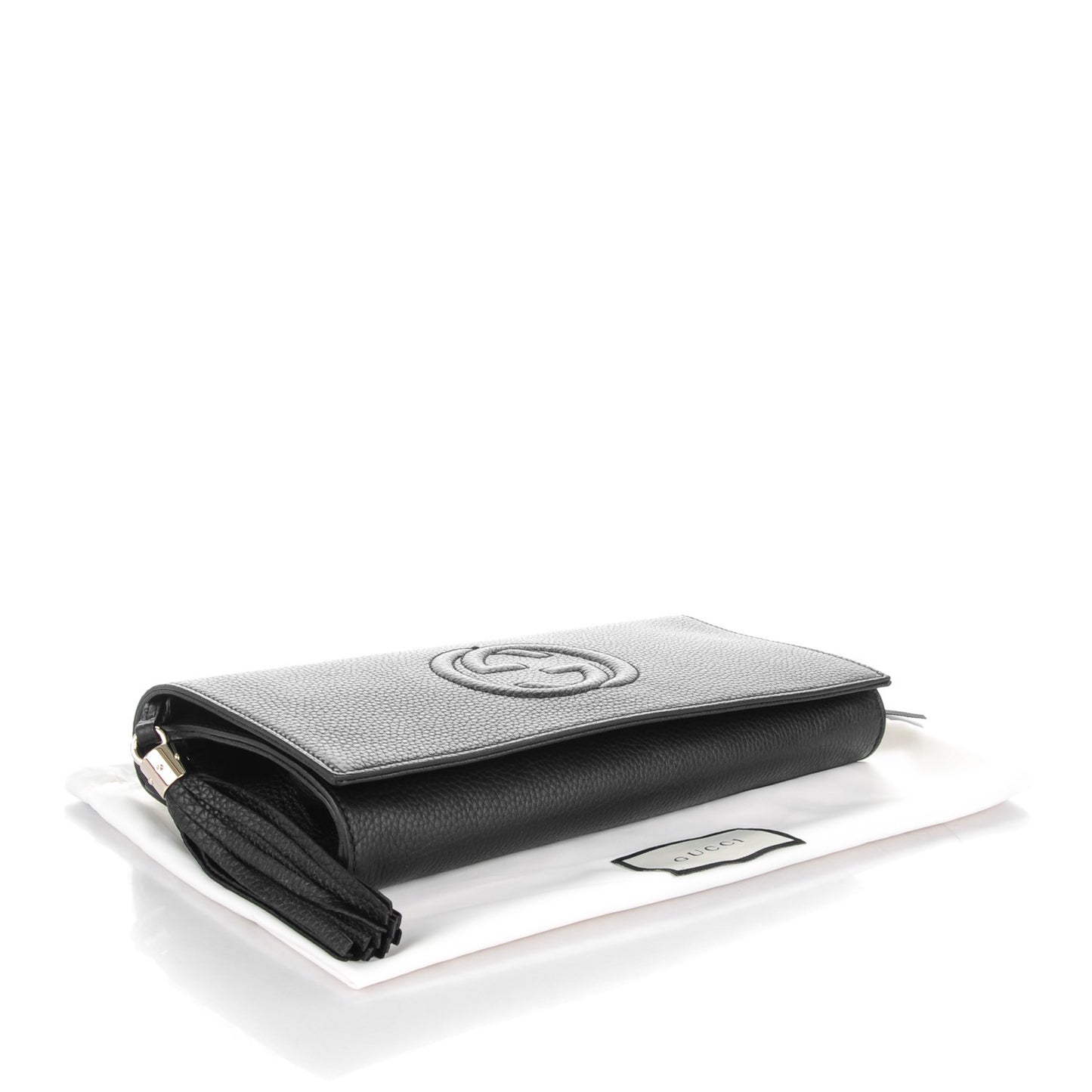Pebbled Calfskin Medium Soho Clutch Black