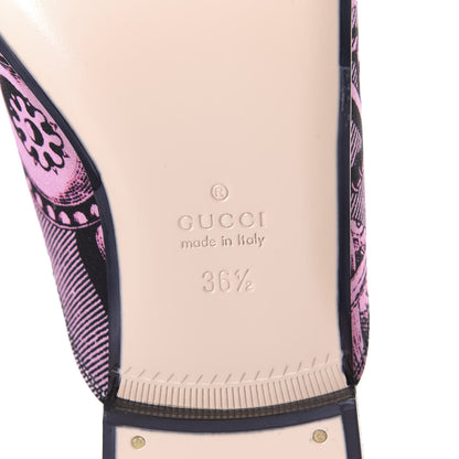 Gucci Silk Satin GG Wallpaper Saint Romain Womens Princetown Slippers 36.5 Pink Black 6 of 7