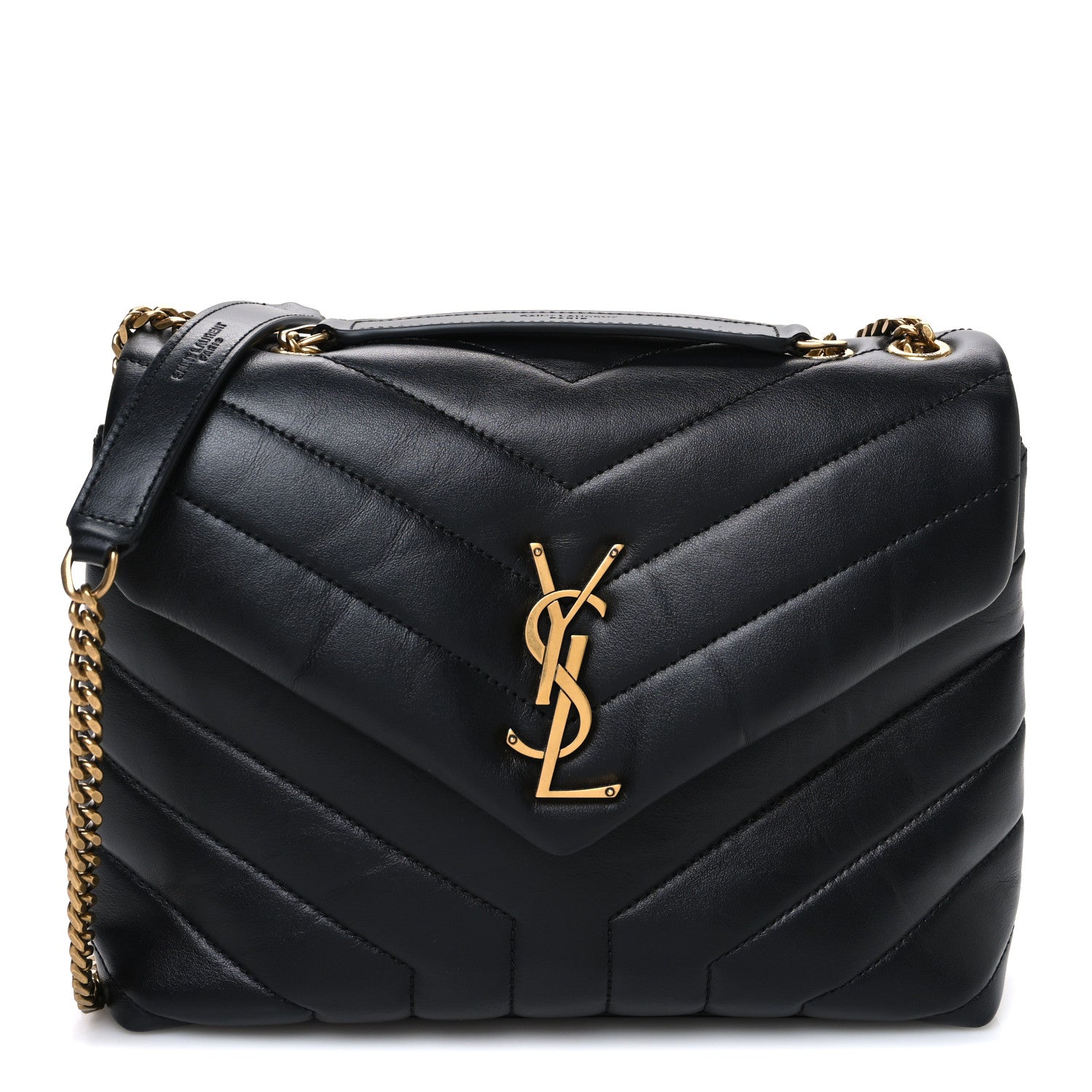 Saint Laurent Calfskin Y Quilted Monogram Small Loulou Chain Satchel Black 1 of 10