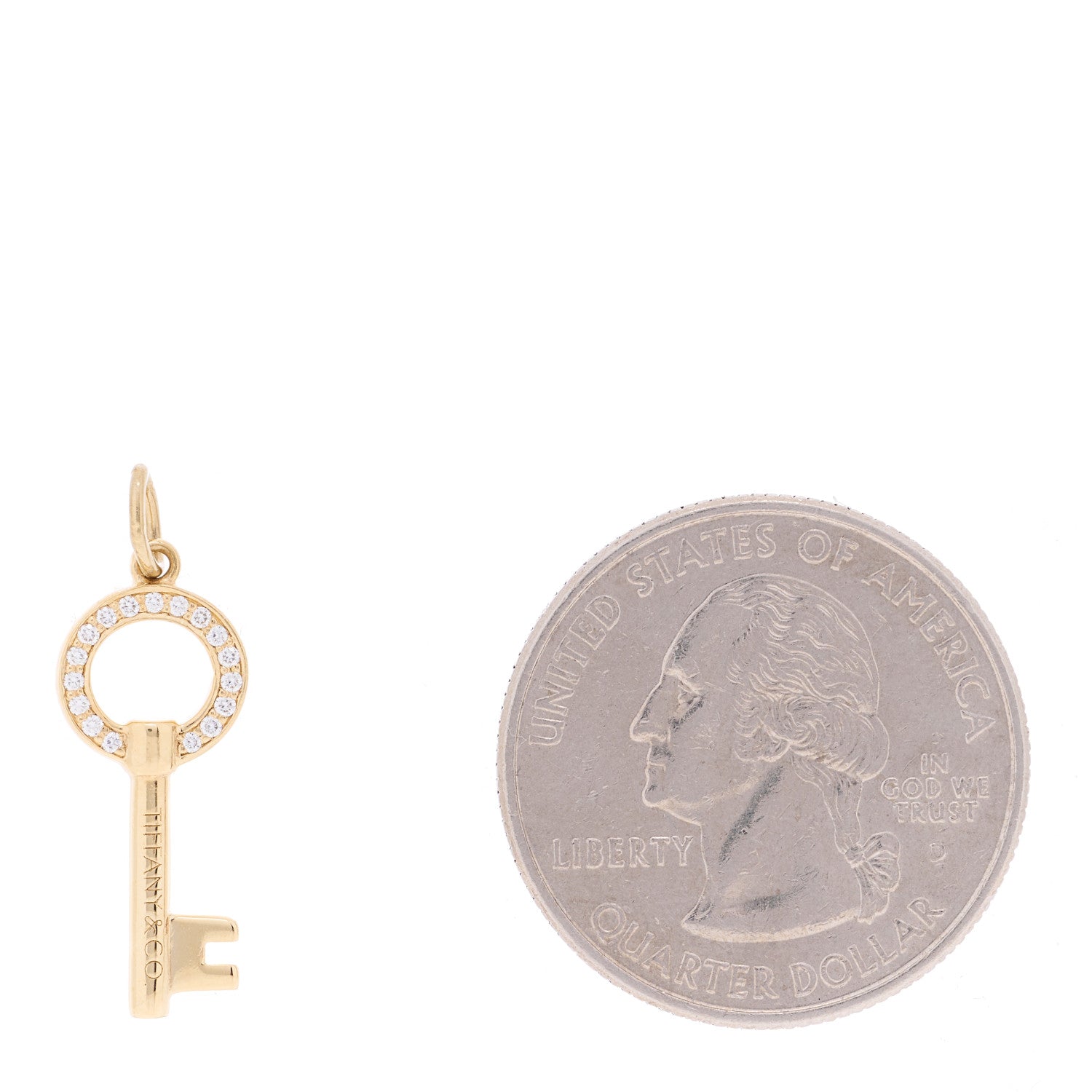 Tiffany 18K Yellow Gold Diamond Modern Keys Open Round Key Pendant 2 of 3