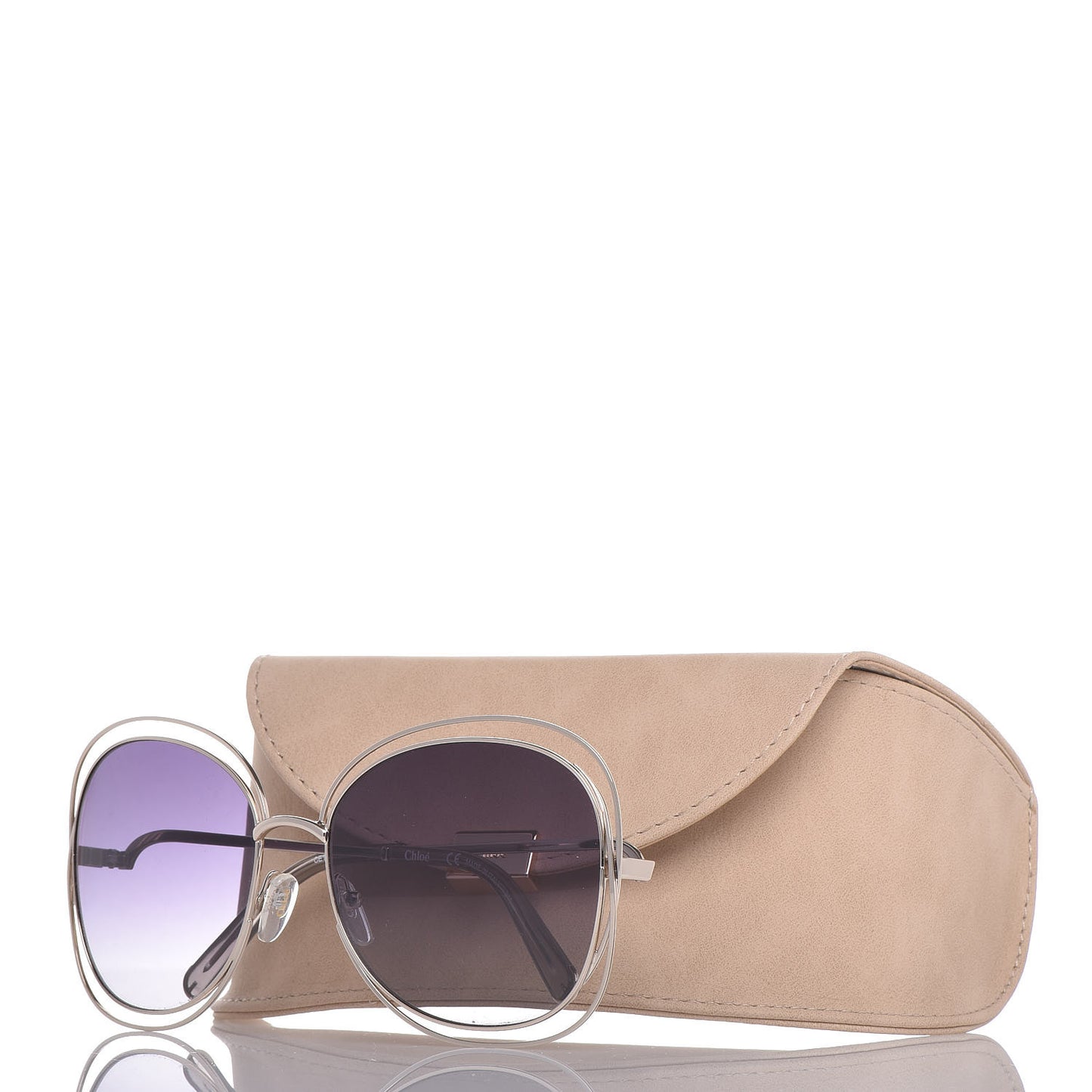 Oversize Round Carlina Sunglasses CE119S Gold Grey Metallic