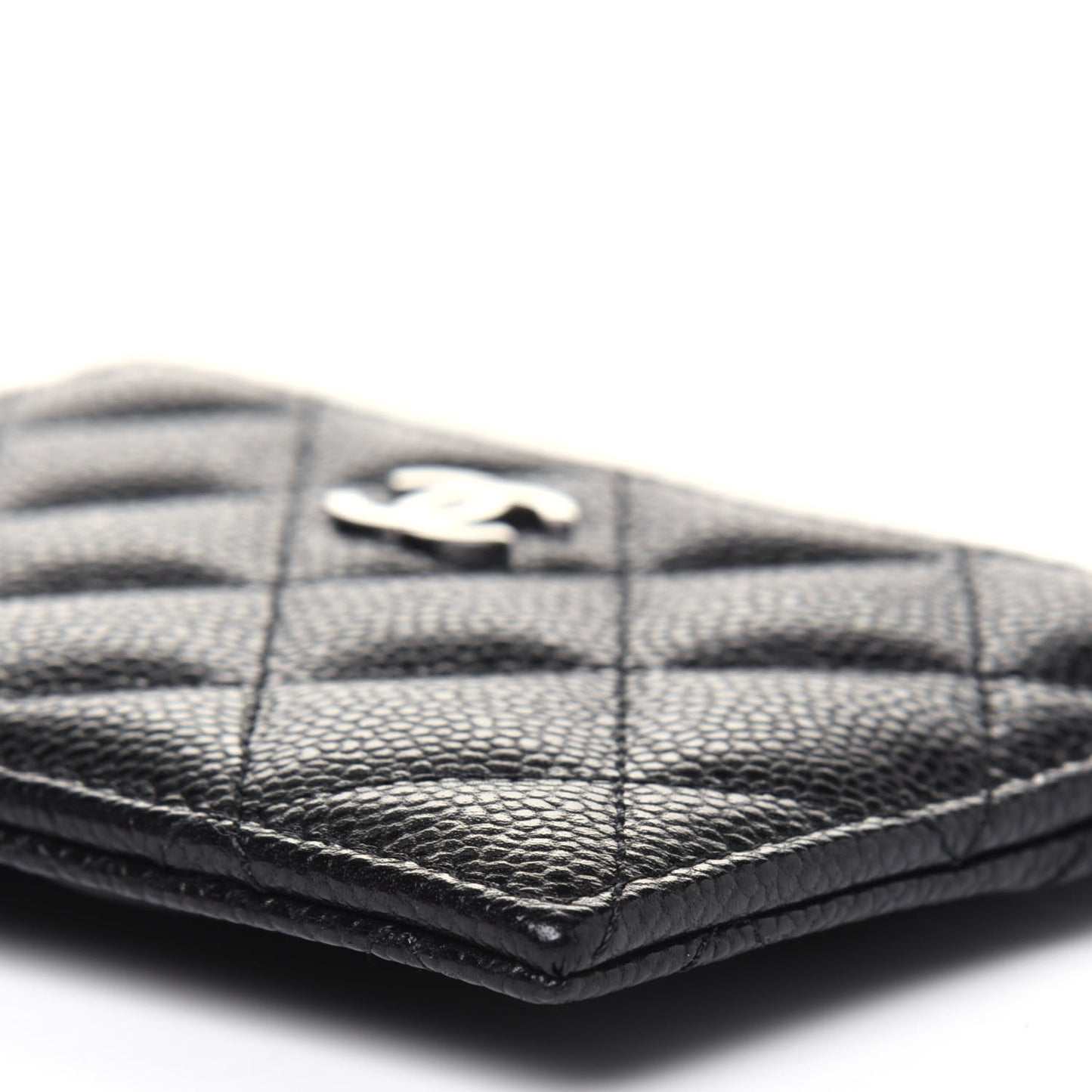 Caviar Quilted CC Zip Card Holder Black