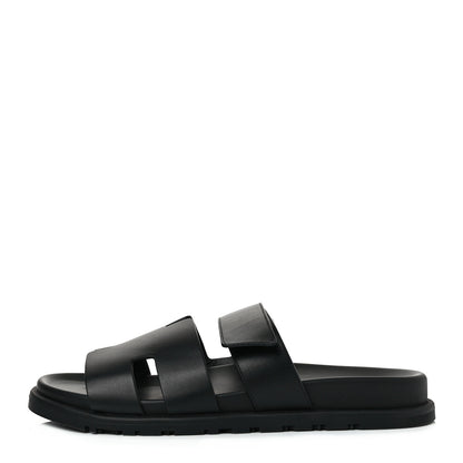 Hermes Calfskin Mens Chypre Sandals 42 Black 1 of 8