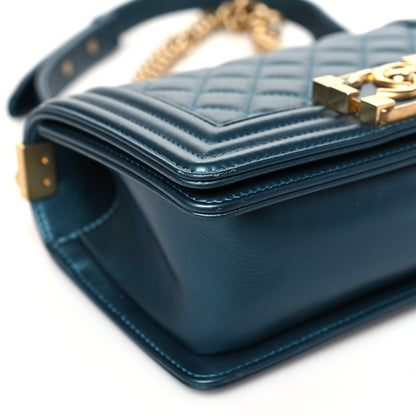 Chanel Metallic Calfskin Quilted Small Boy Flap Blue 9 of 10