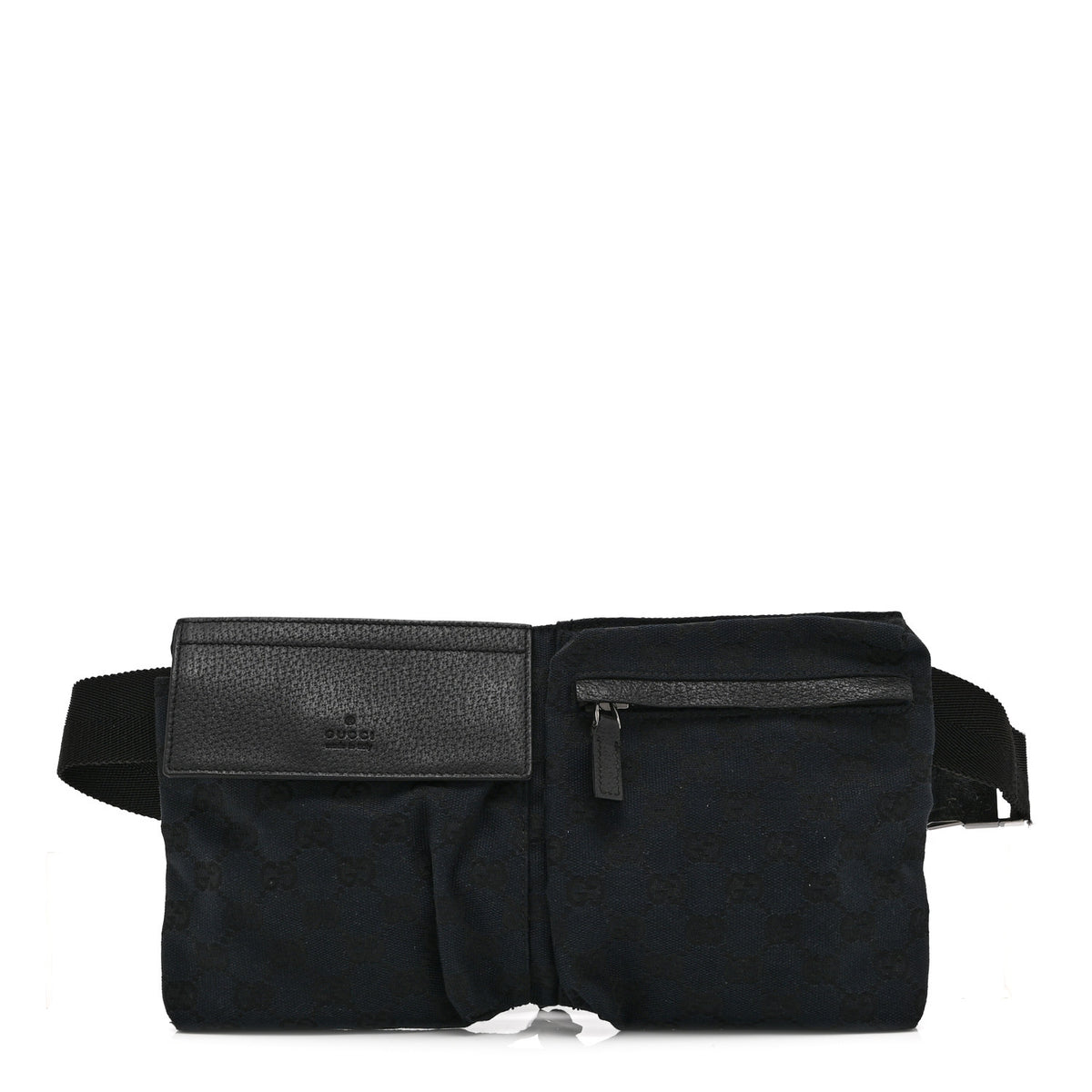 GG Monogram Double Pocket Belt Bag Black