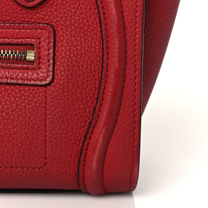 Celine Drummed Calfskin Nano Luggage Red 11 of 14