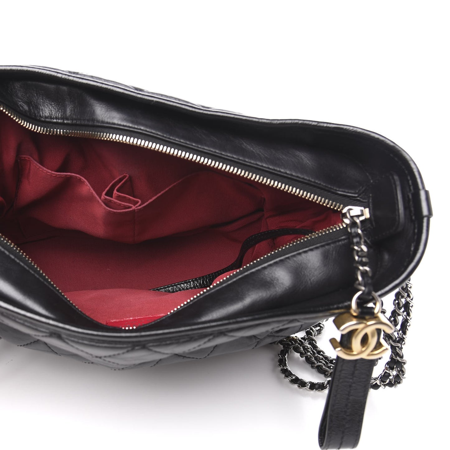 Aged Calfskin Quilted Medium Gabrielle Hobo Black