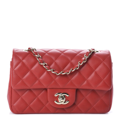Chanel Lambskin Quilted Mini Rectangular Flap Red 1 of 9