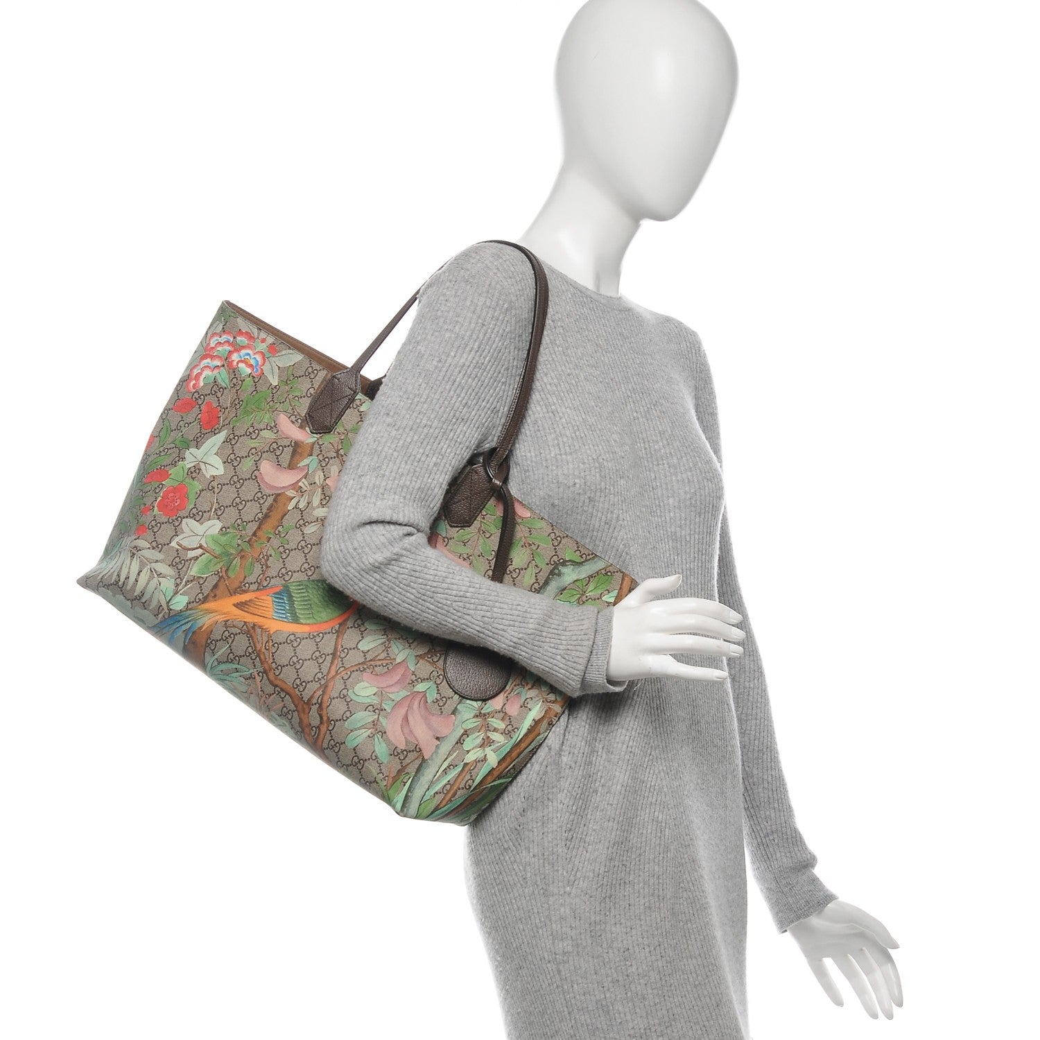Gucci GG Supreme Monogram Tian Large Shopping Tote Beige Multicolor New Acero 2 of 7