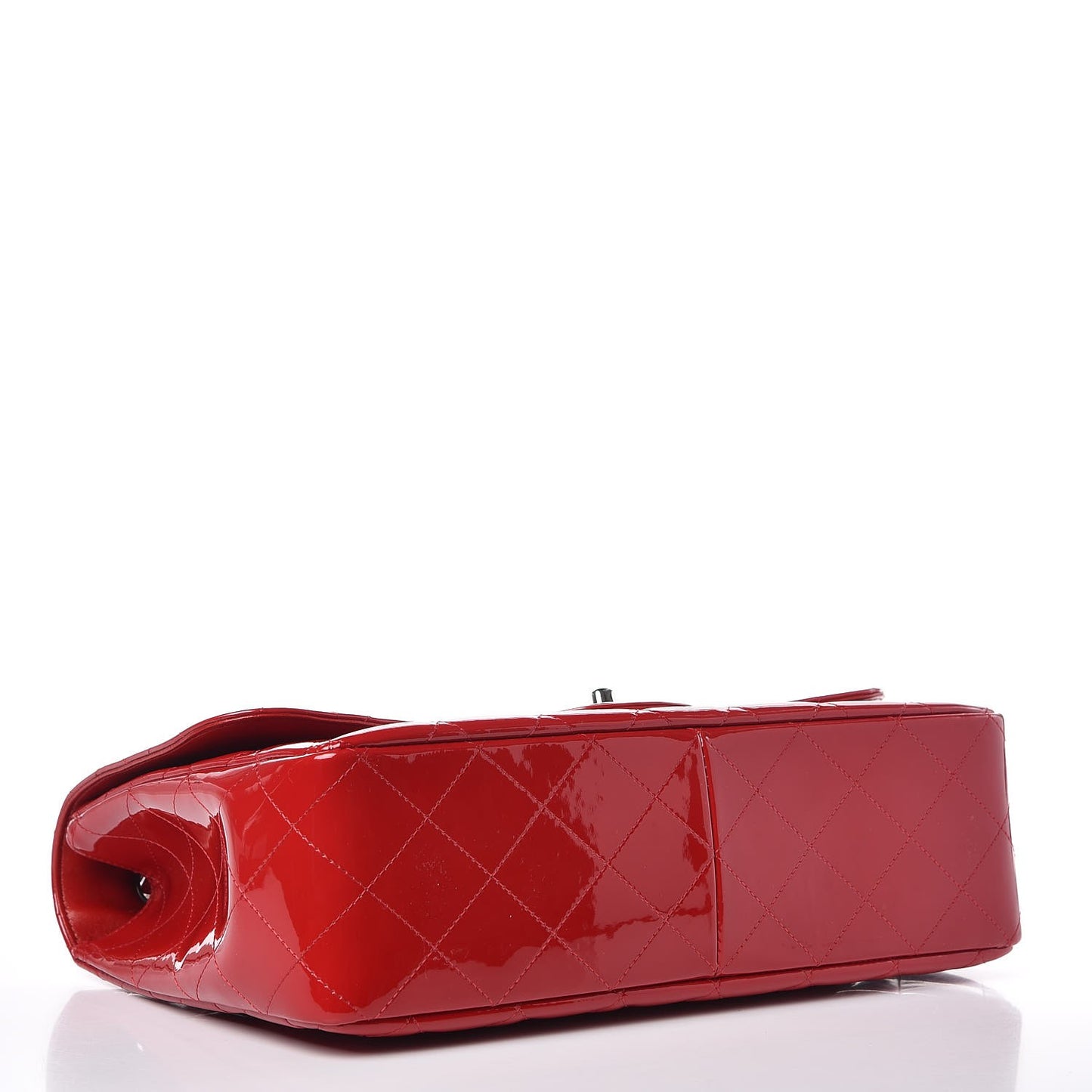 Patent Quilted Jumbo Single Flap Dark Red