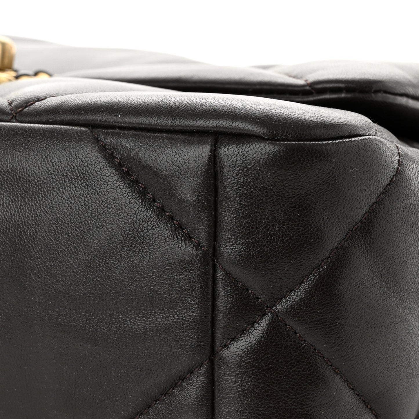 Lambskin Quilted Medium Chanel 19 Flap Dark Brown