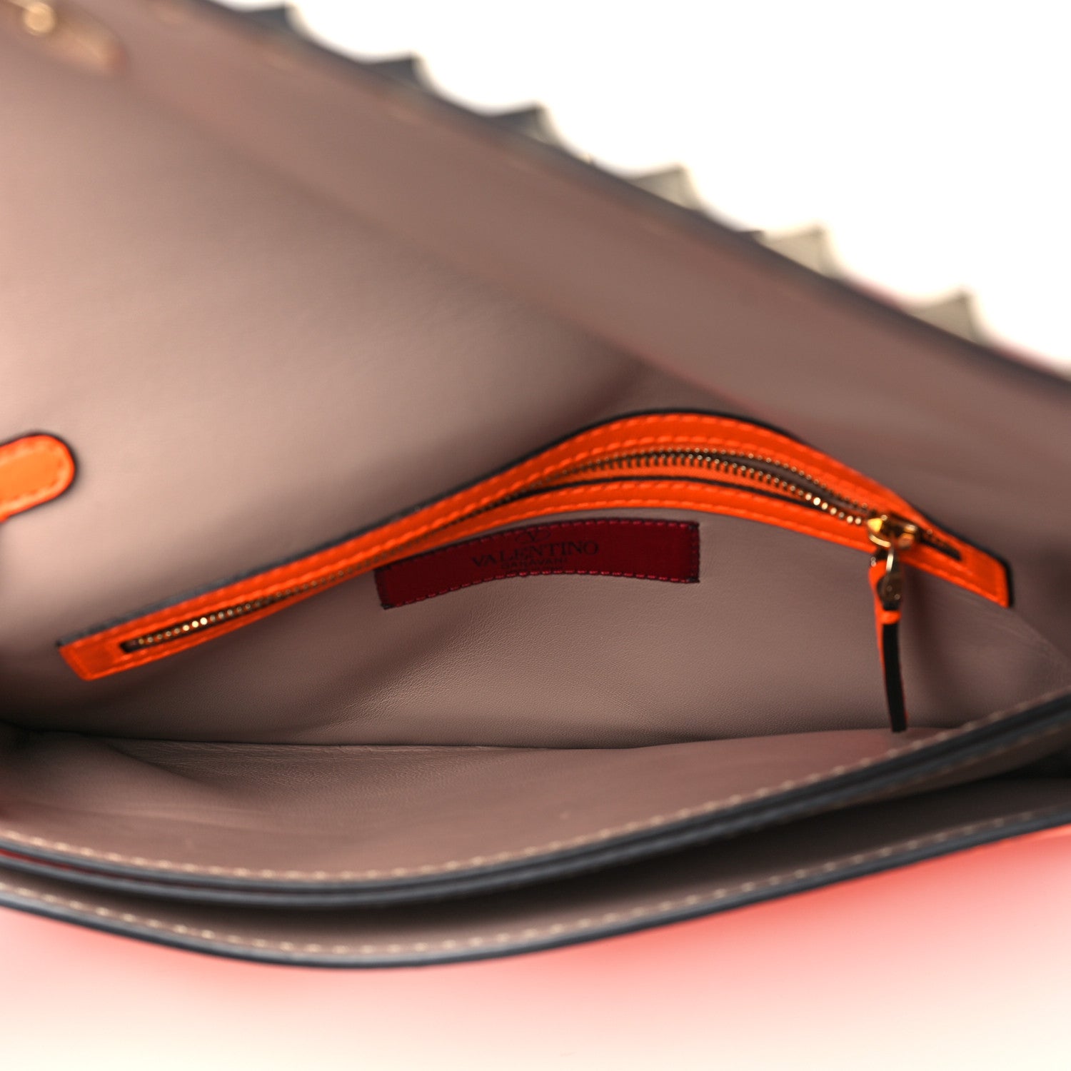 Valentino Garavani Nappa Rockstud Wristlet Clutch Neon Orange 5 of 8