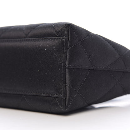 Chanel Satin Quilted Evening Bag Black 10 of 11