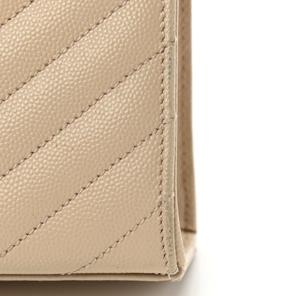 Saint Laurent Grain De Poudre Matelasse Chevron Large Monogram Satchel Dark Beige 13 of 14