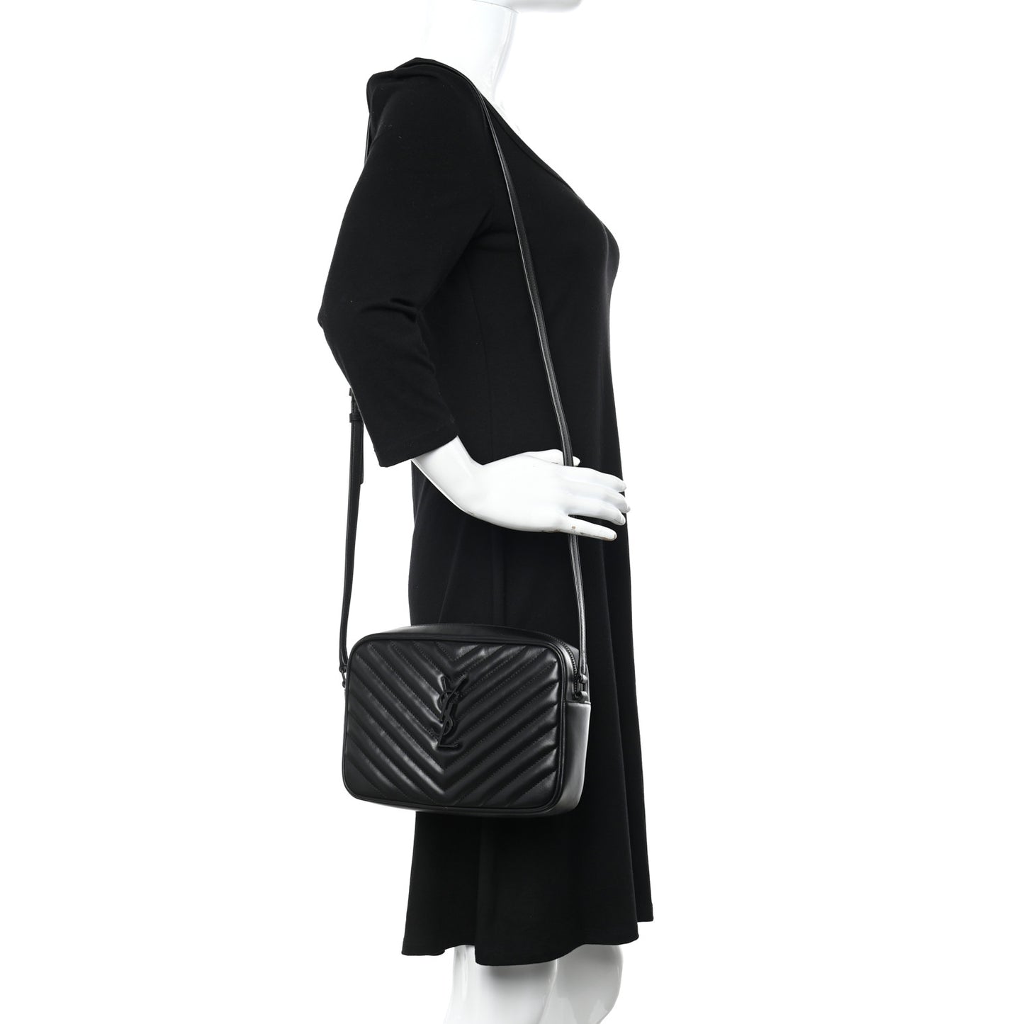 Calfskin Matelasse Monogram Monochrome Lou Camera Bag Black
