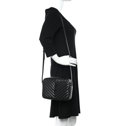 Saint Laurent Calfskin Matelasse Monogram Monochrome Lou Camera Bag Black 2 of 9