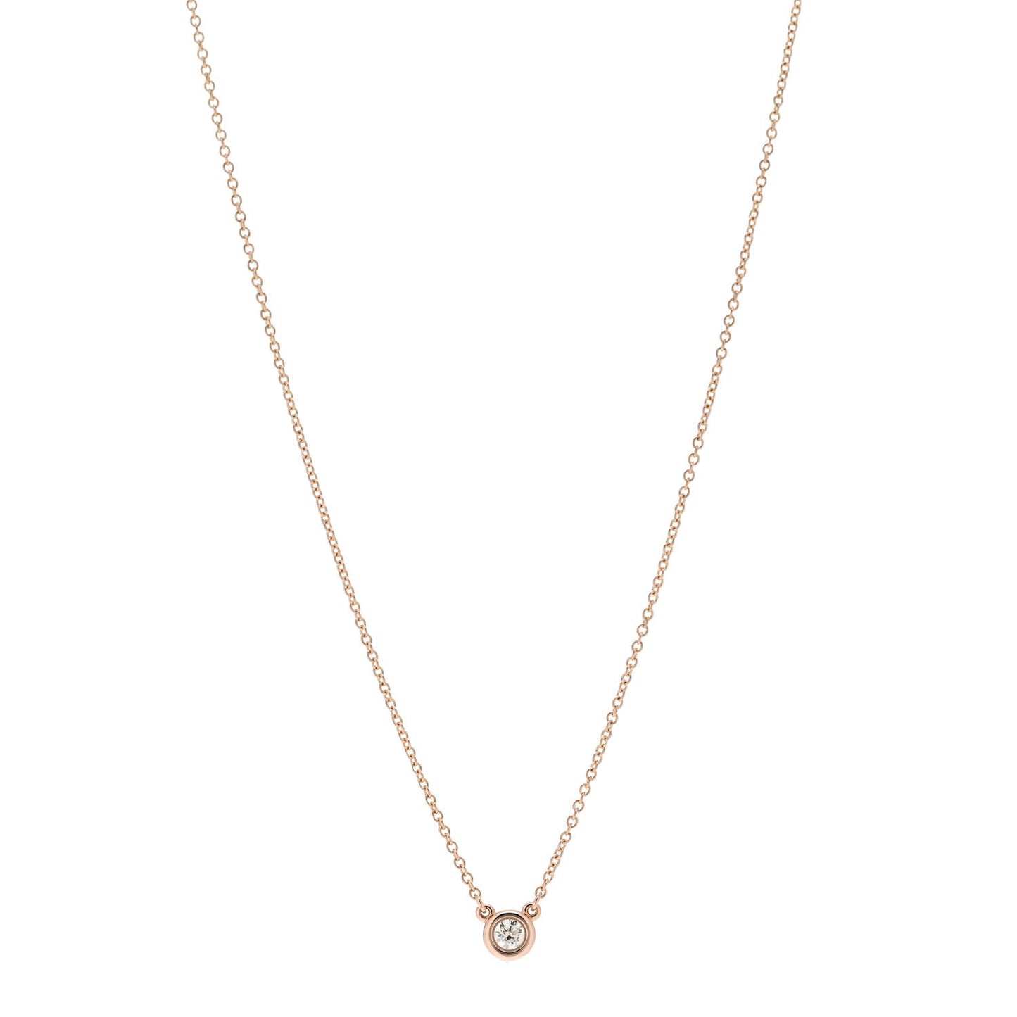 18K Rose Gold Diamond .12ct Elsa Peretti Diamonds by the Yard Pendant Necklace