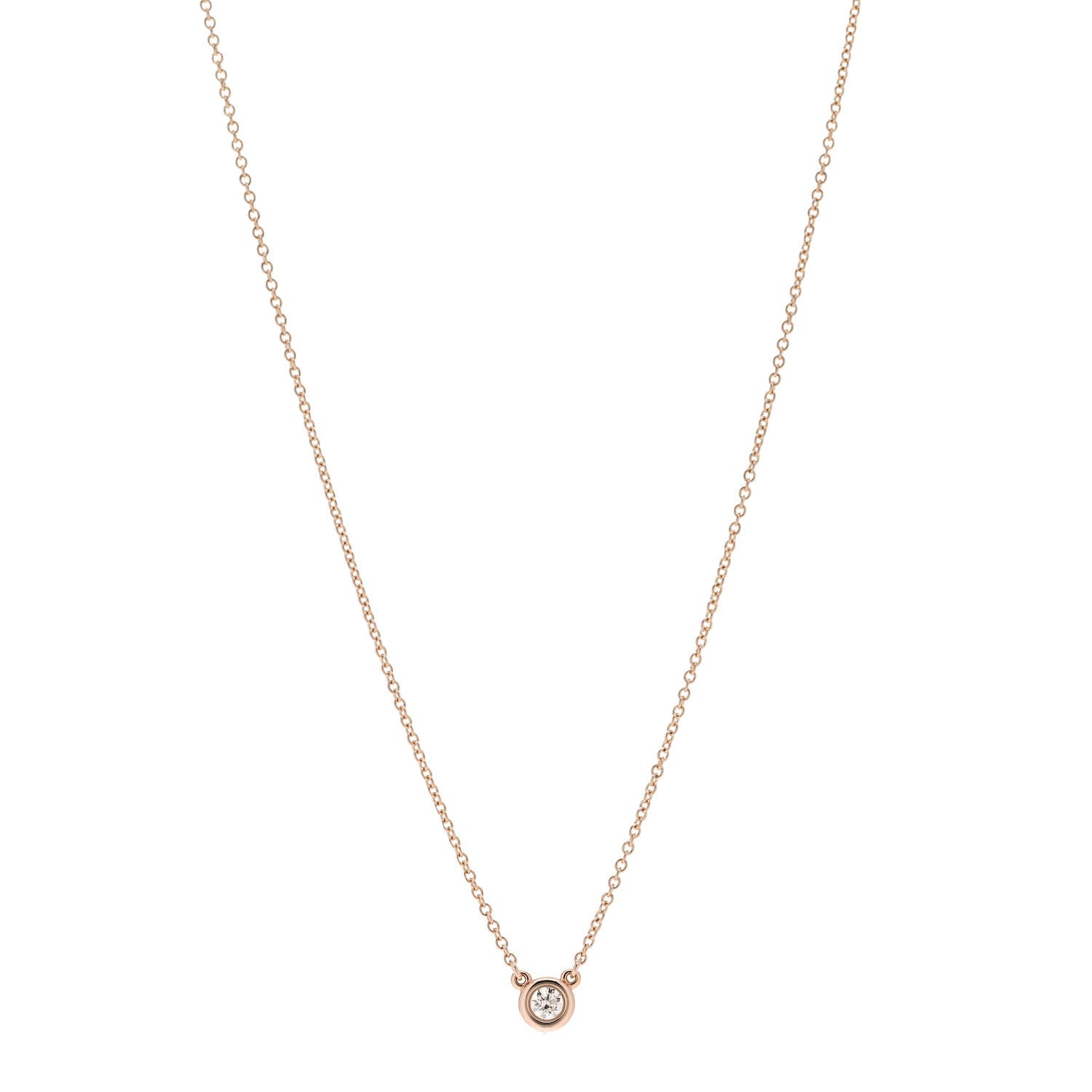 Tiffany 18K Rose Gold Diamond .12ct Elsa Peretti Diamonds by the Yard Pendant Necklace 1 of 6
