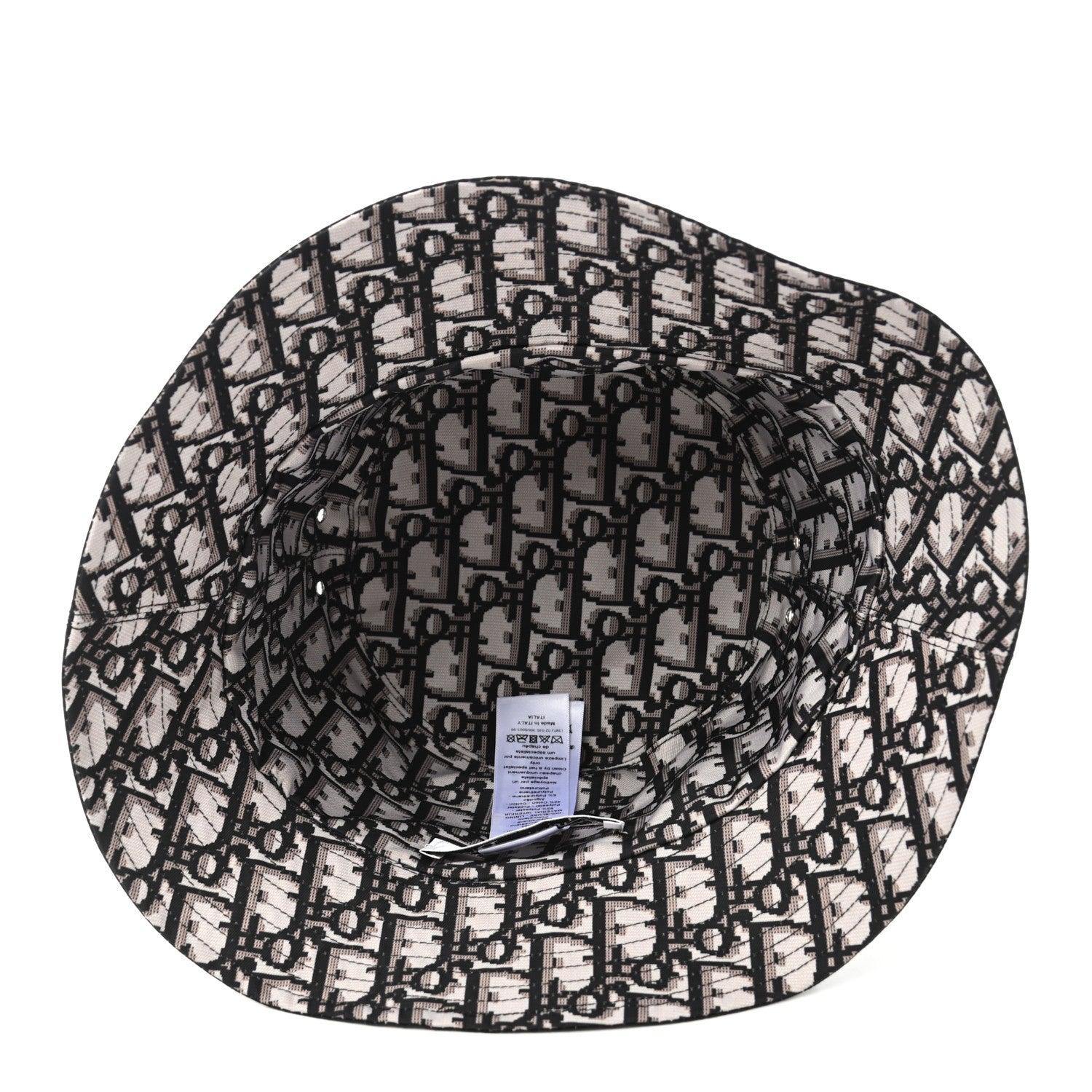 Christian Dior Polyester Cotton Oblique Teddy-D Brim Bucket Hat 57 Black 21 of 23