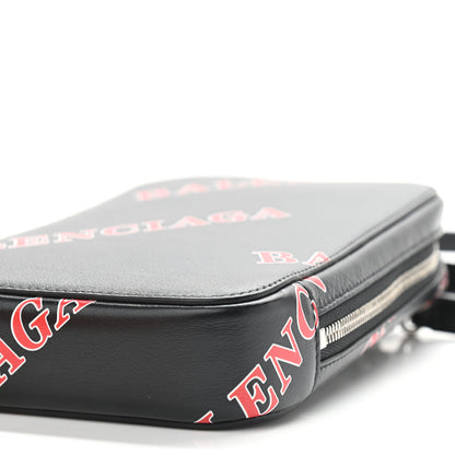 Balenciaga Calfskin Logo Print Cash Phone Holder Bag Black Red 8 of 8