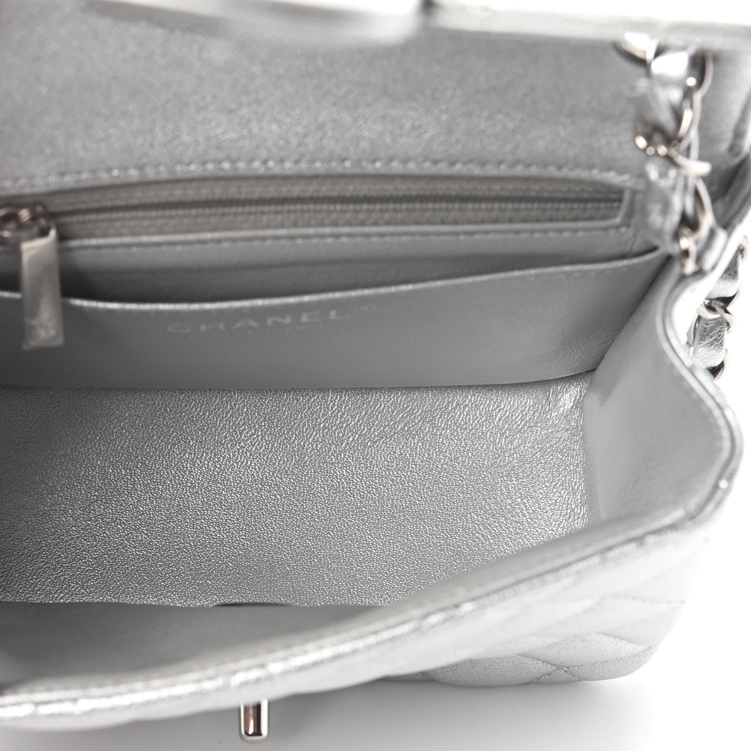 Chanel Metallic Lambskin Quilted Mini Square Flap Silver 5 of 9