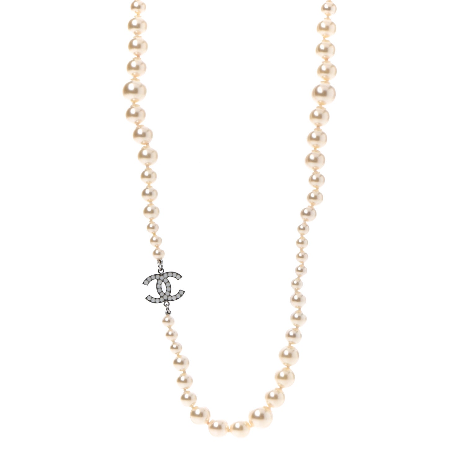 Chanel Pearl Multistrand CC Long Necklace Pearly White 1 of 6