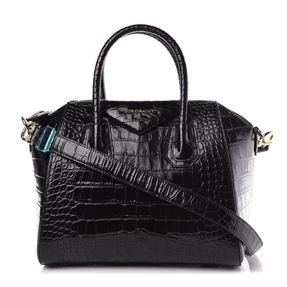 Givenchy Calfskin Crocodile Embossed Small Antigona Black 1 of 10