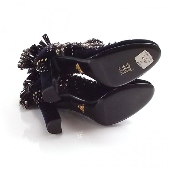 Prada Velvet Studded Mohawk Pumps 5 of 7