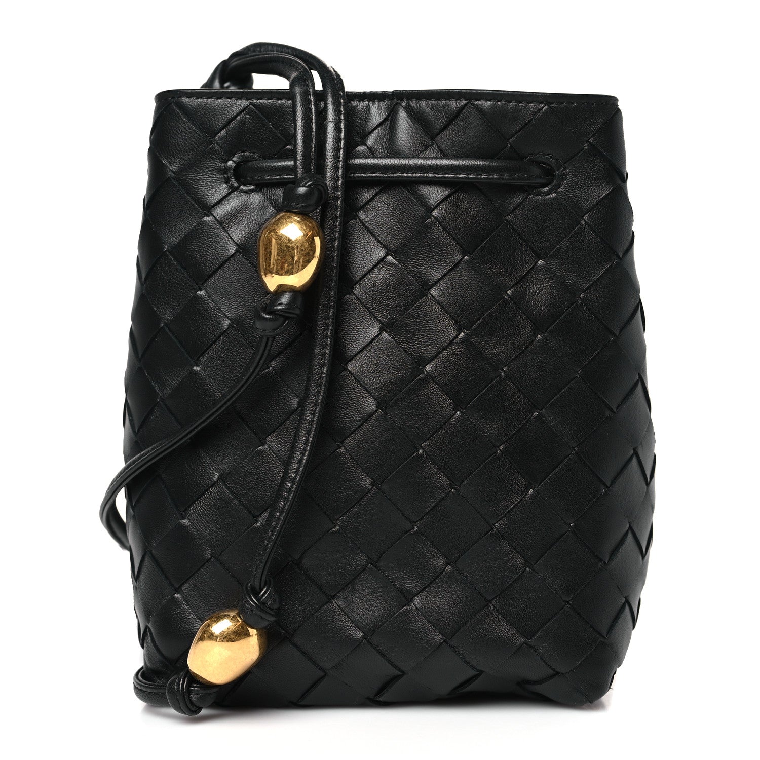 Bottega Veneta Nappa Intrecciato Small Drawstring Bucket Bag Black 1 of 8