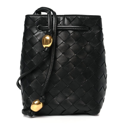 Bottega Veneta Nappa Intrecciato Small Drawstring Bucket Bag Black 1 of 8