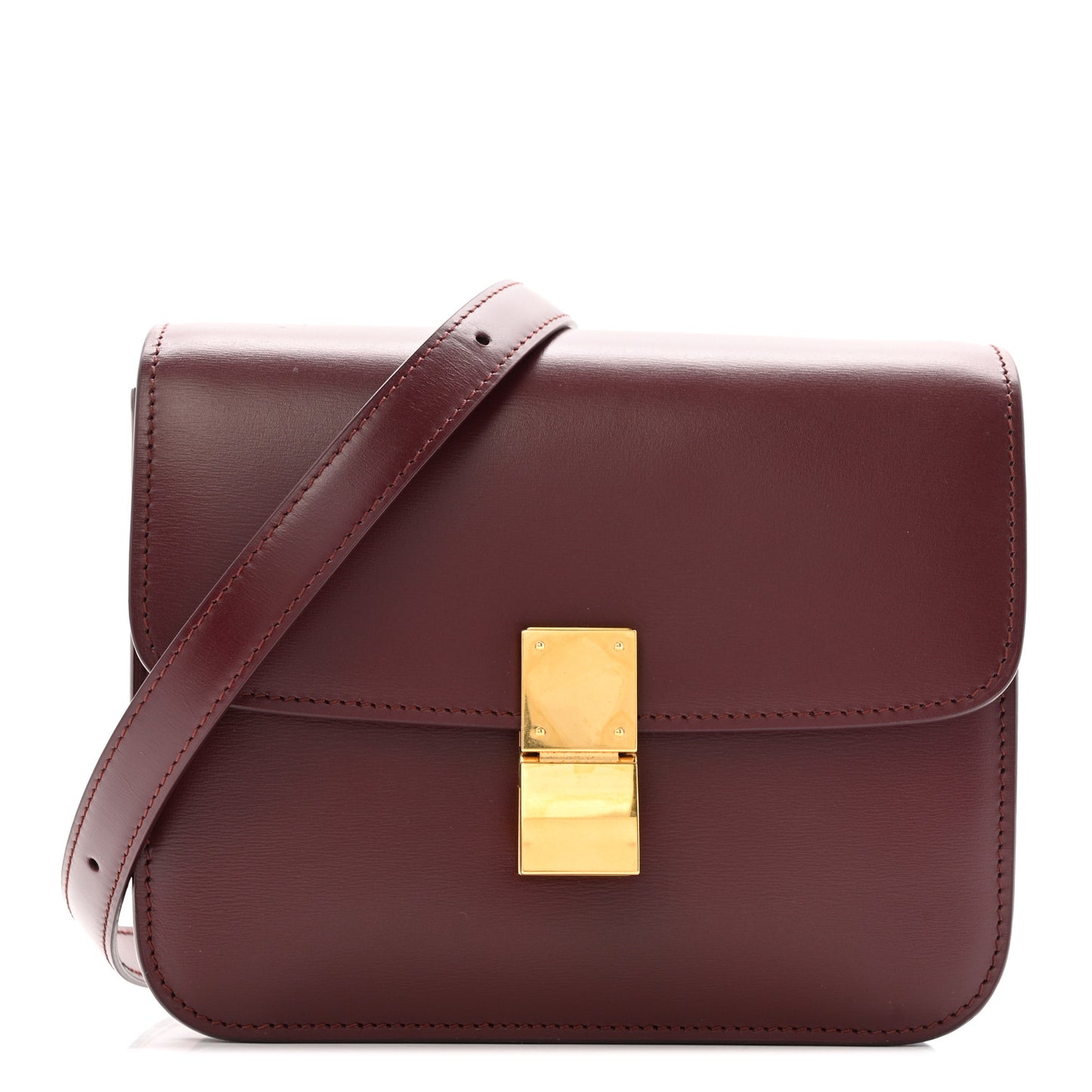 Liege Calfskin Teen Classic Box Flap Bag Burgundy