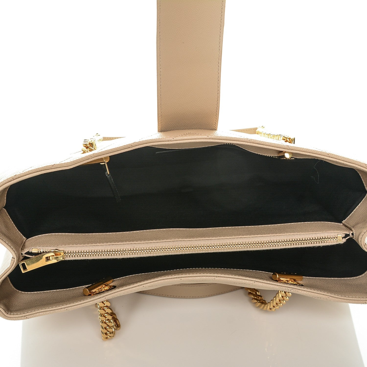 Saint Laurent Grain De Poudre Matelasse Chevron Monogram Shopping Bag Nude Powder 5 of 7