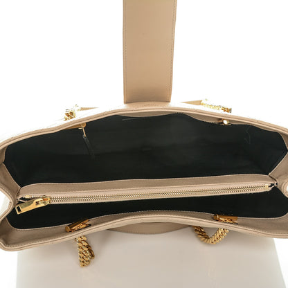Saint Laurent Grain De Poudre Matelasse Chevron Monogram Shopping Bag Nude Powder 5 of 7