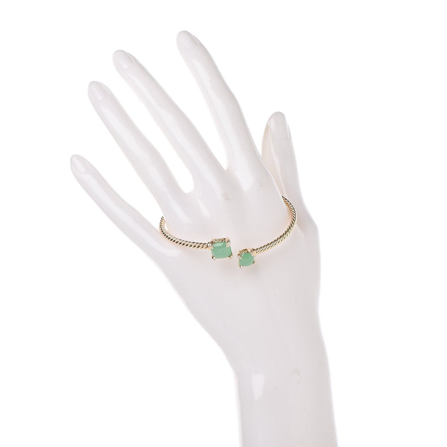 18K Yellow Gold Diamond Chrysoprase Chatelaine Bypass Bracelet
