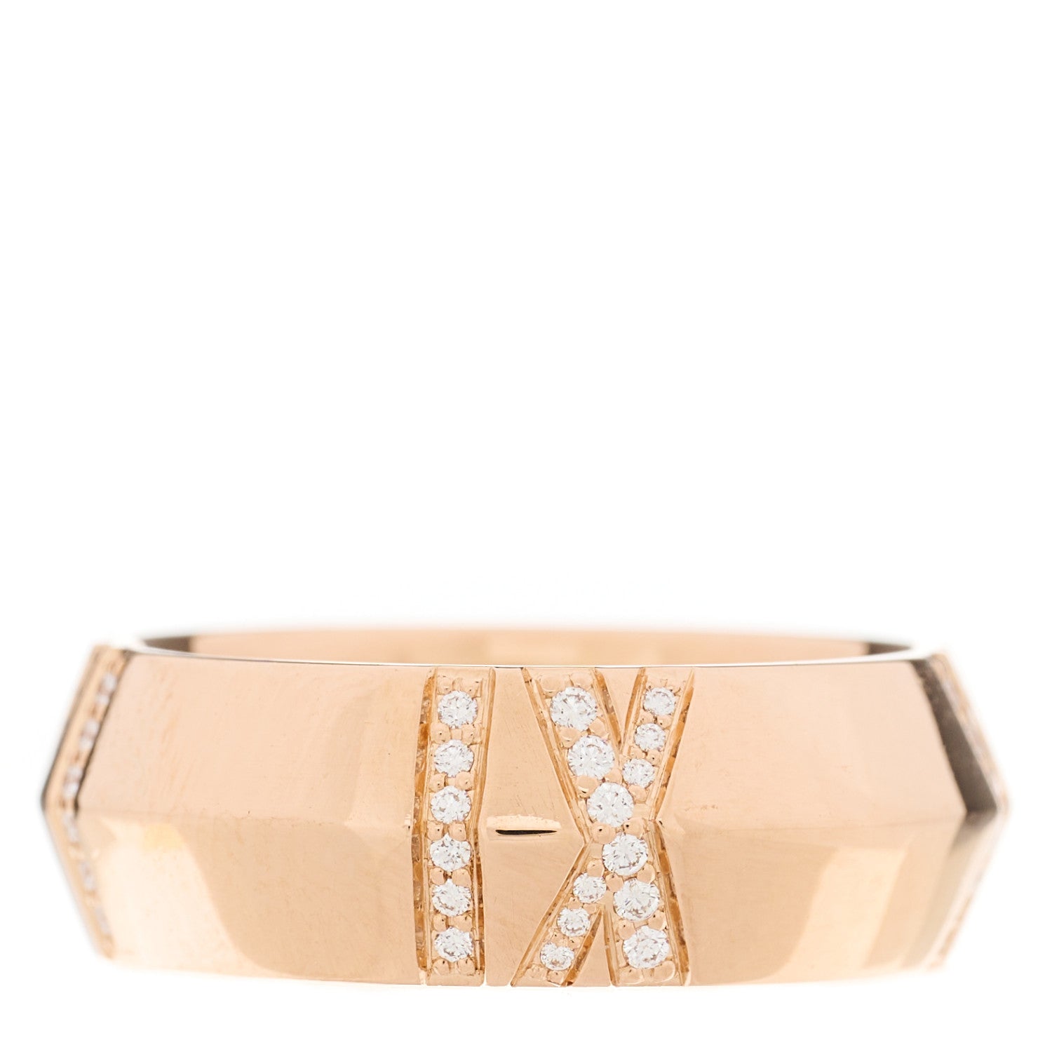 Tiffany 18K Rose Gold Diamond Atlas X Closed Wide Ring 54 7 2 of 4