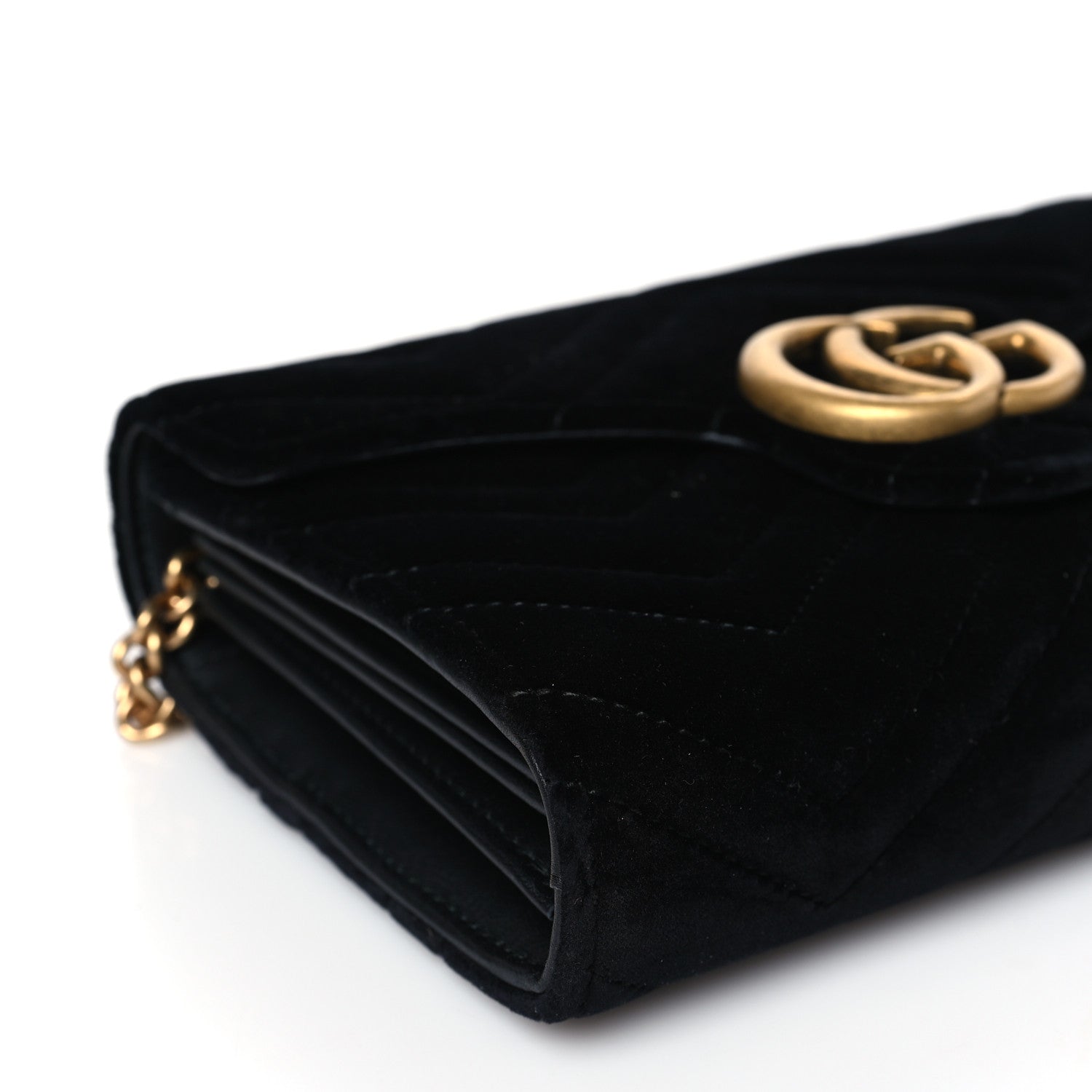 Gucci Velvet Matelasse GG Marmont Chain Wallet Black 8 of 9