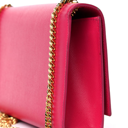 Saint Laurent Grain De Poudre Medium Monogram Kate Satchel Lipstick Fuchsia 16 of 18