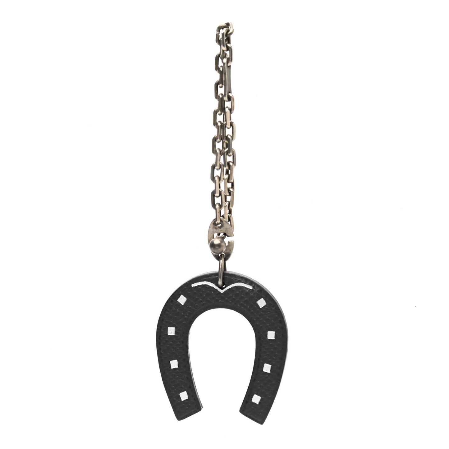 Epsom Lucky Horseshoe Bag Charm Graphite Orange